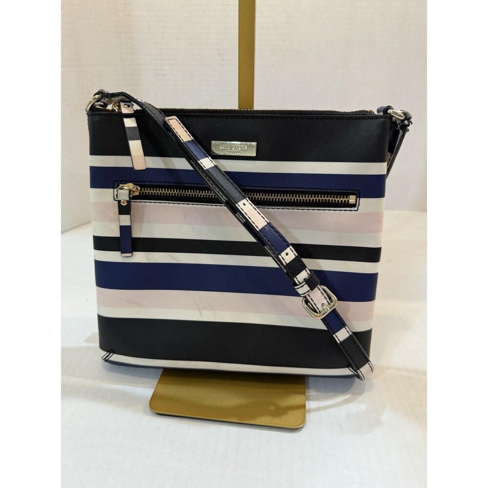 Kate‎ Spade New York Evangelie Laurel Way Stripe Crossbody Bag Purse Blue Pink